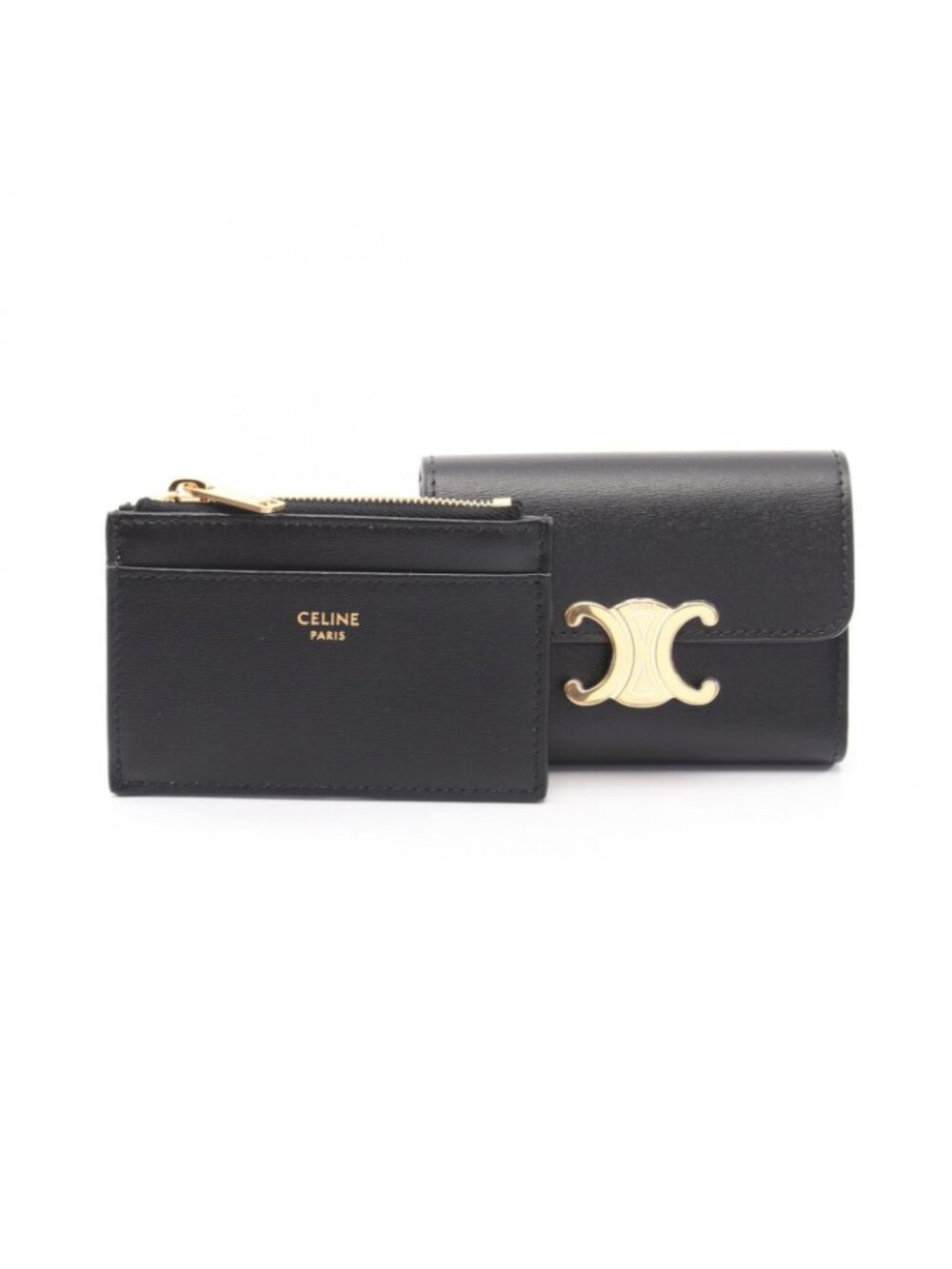 Celine Trifold Wallet Compact Triomphe Black Leather - Picture 6 of 6
